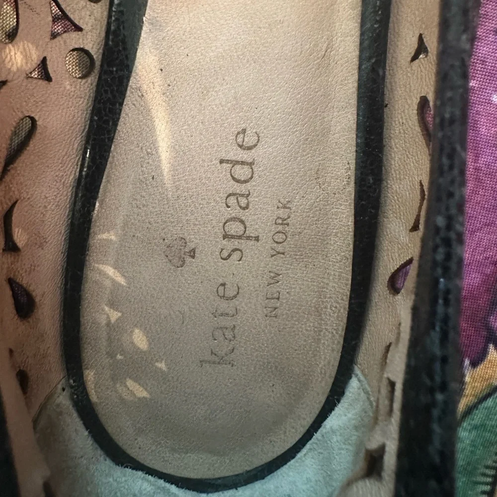 Kate Spade Black Metallic Cutout Flats Size 7